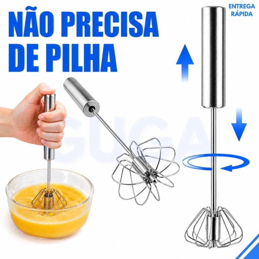 Mixer Manual Batedor Semi-Automático Aço Inoxidável Mixer de Ovos Creme Molhos  Quantidade 1/2
