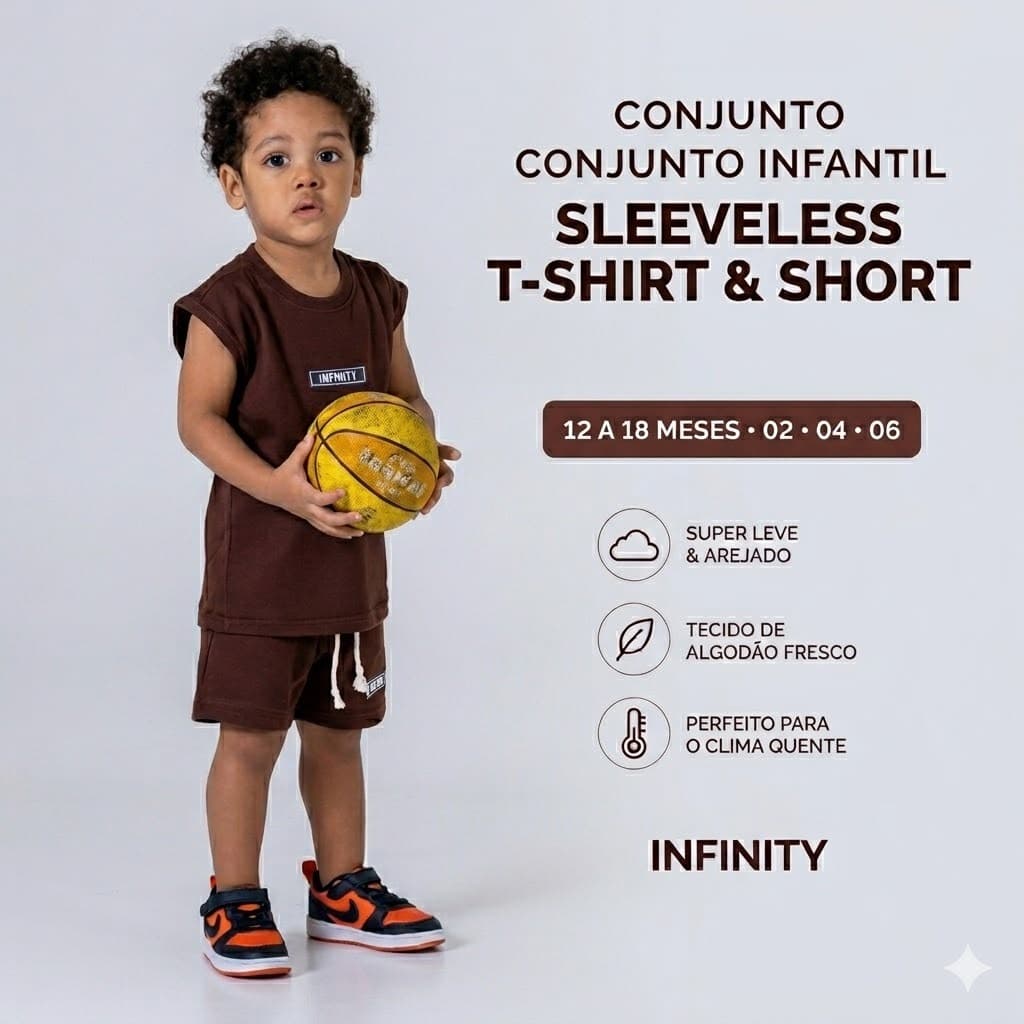 kit  2 peças Regatão Machão Oversized e shorts - Marrom Infinity Black