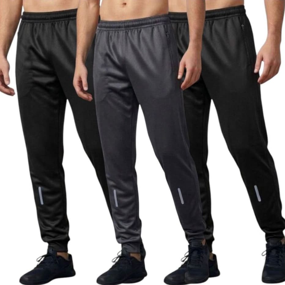Kit 3 Calças Adulto Jogger  Premium Slim Fit Academia Masculina Adulta com Bolso Zíper Flanelada Promoção