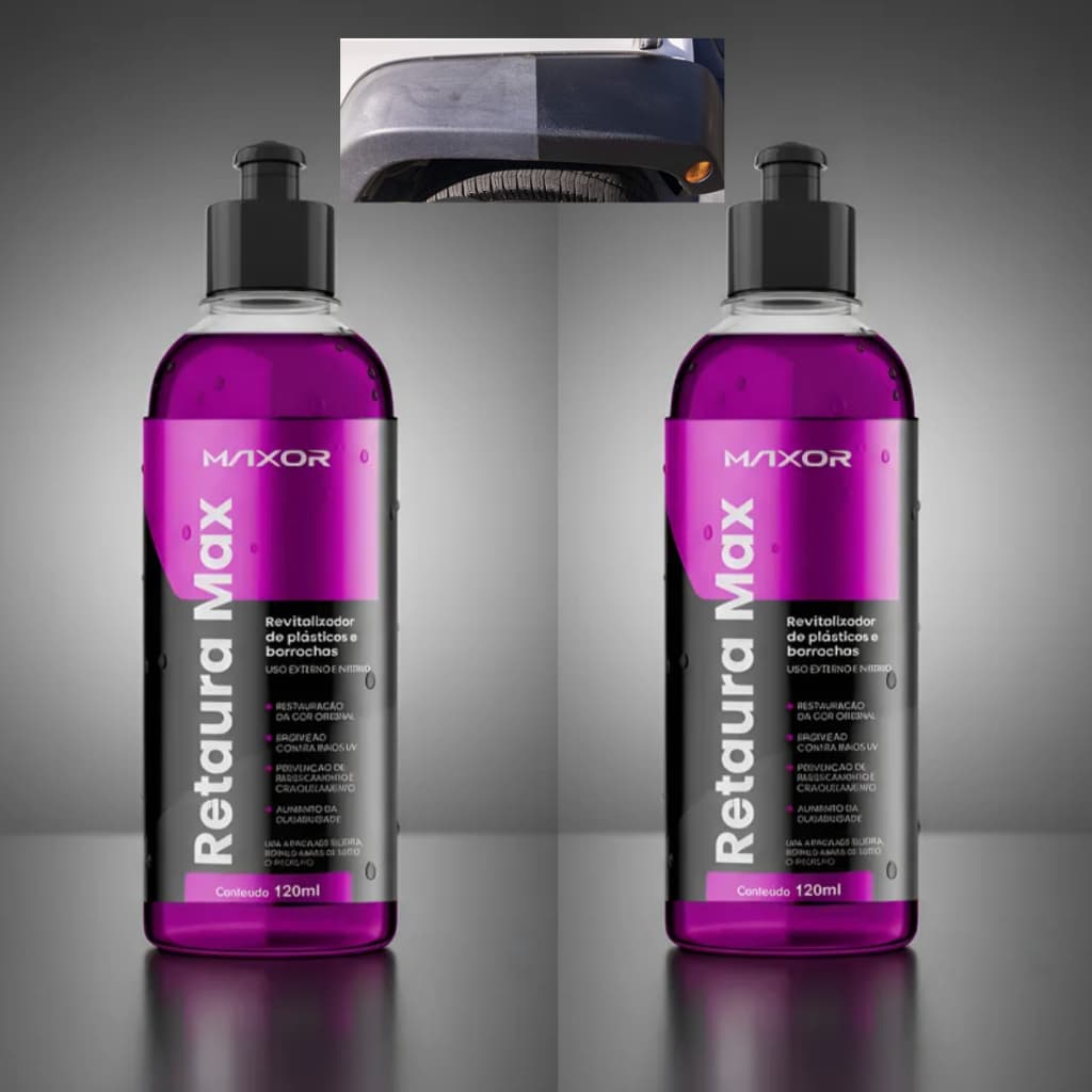 2 Revitalizador Carro Moto Automotivo Para Capota Marítima, Painel e Para-choques Borrachas