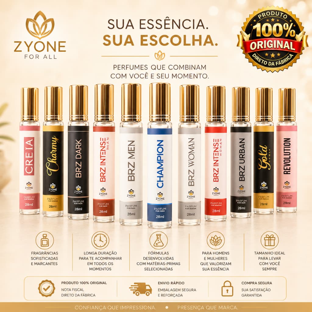 Perfume Zyone Cosméticos Masculino Feminino 28ml Alta Fixação