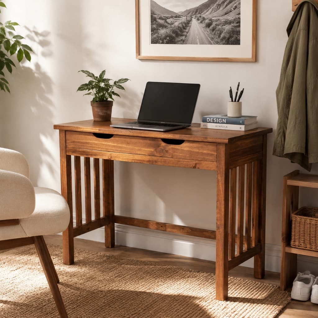 Mesa Escrivaninha Grade Vintage Industrial Madeira Com Gaveta Home Office Gamer Escritório Multiuso Premium