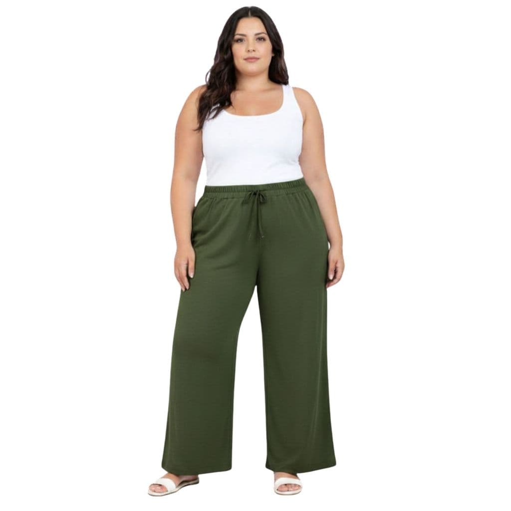 Calças Pantalona Feminina Plus Size Wide-LEG
