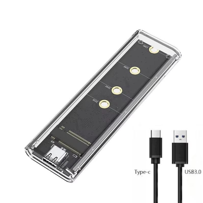 Case Transparente para M.2 ngff sata nvme - Cabo Type C