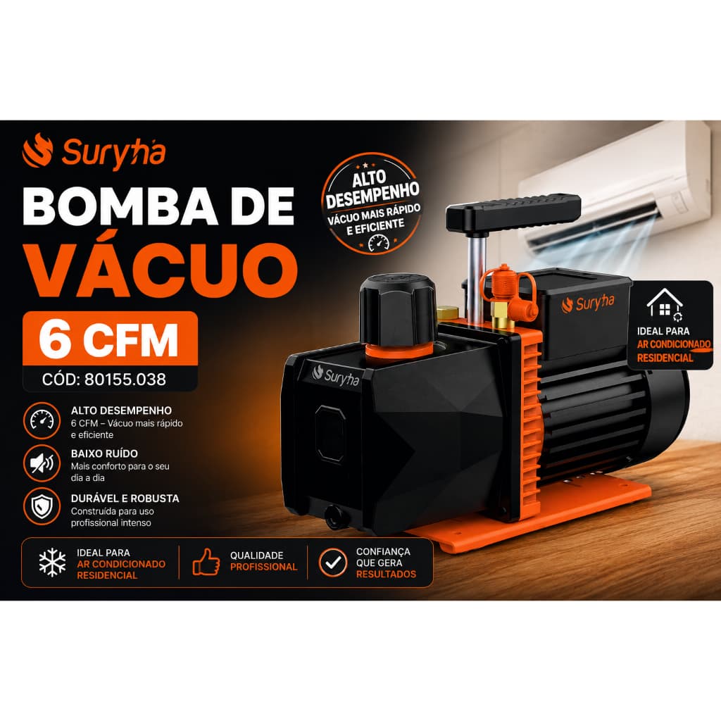 Bomba de Vácuo 6CFM Duplo Estágio Suryha 80155.038