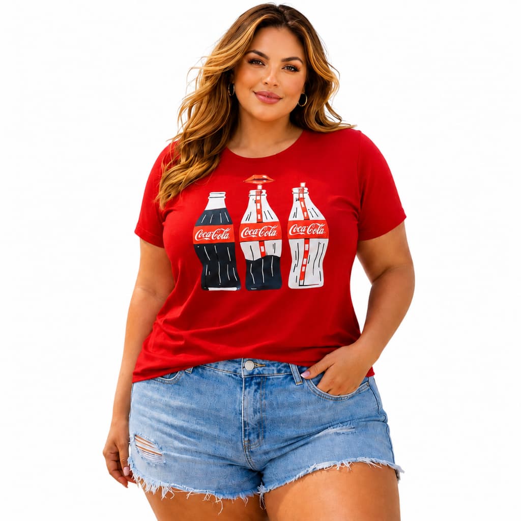 Camiseta Feminina Plus Size Basica de algodão Confortável  Estampada G1 G2 G3