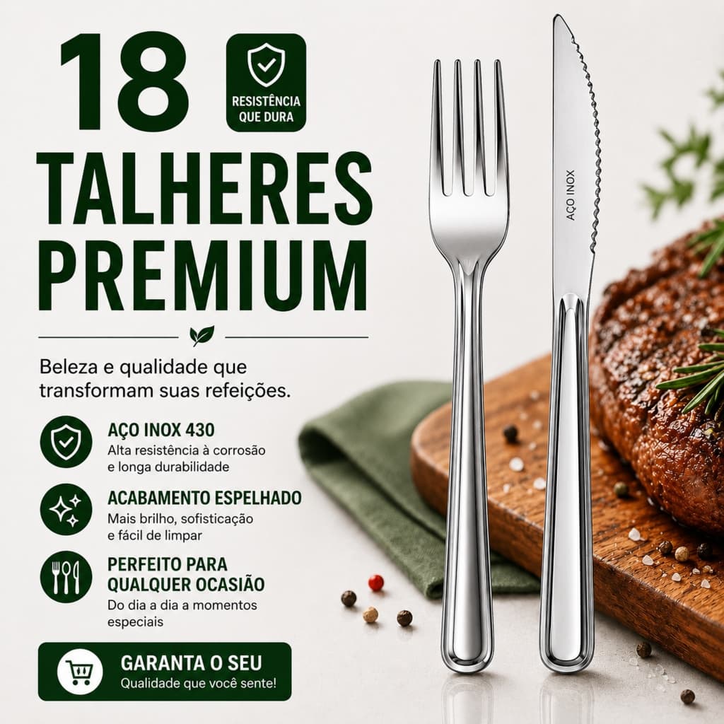 Jogo Talheres Aco Inox 18 Pecas Facas Garfos Mesa Jantar Bar Restaurante