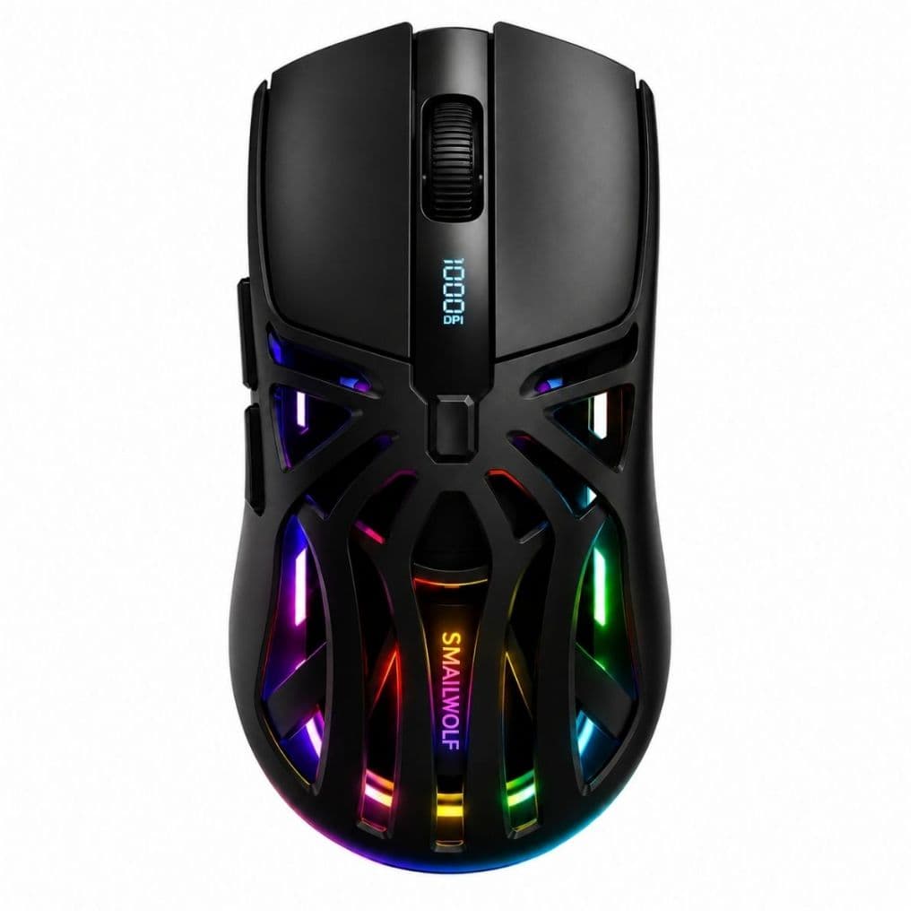 Mouse Gamer Bluetooth Smailwolf RS8 Sem Fio RGB Recarregável 10000 DPI Com Receptor USB Para PC Notebook Windows Mac
