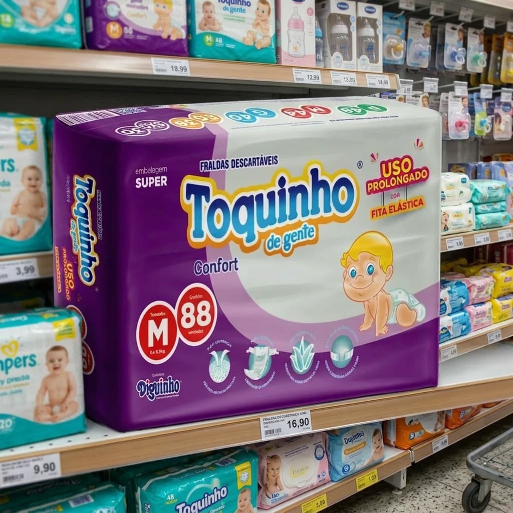 Fralda Bebê Hiper M88 Alta Absorção Toque Macio 5kg a 10kg