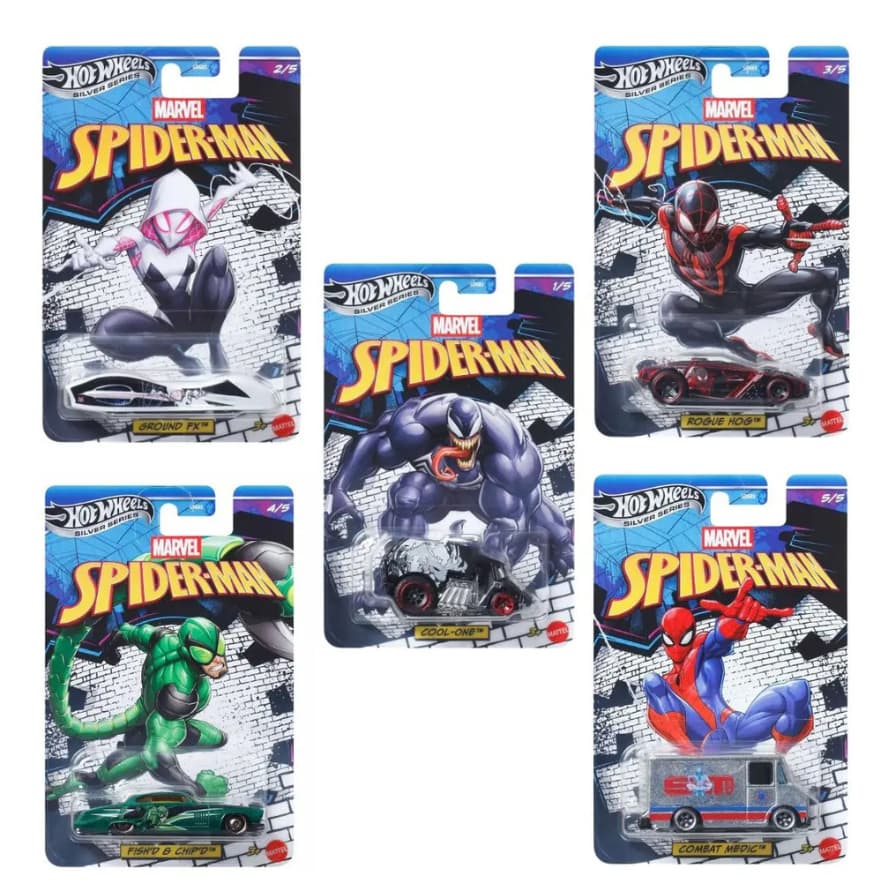 Hot Wheels Marvel Spider-man Silver Series 1:64 Mattel Cars