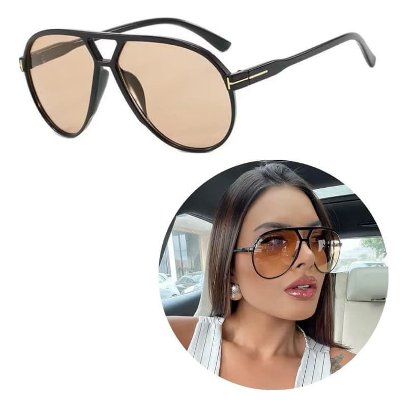 Óculos de Sol Aviador Oval Grande Tendência de Feixe Duplo de Armação da Moda a Prova de Vento Feminino e Masculino