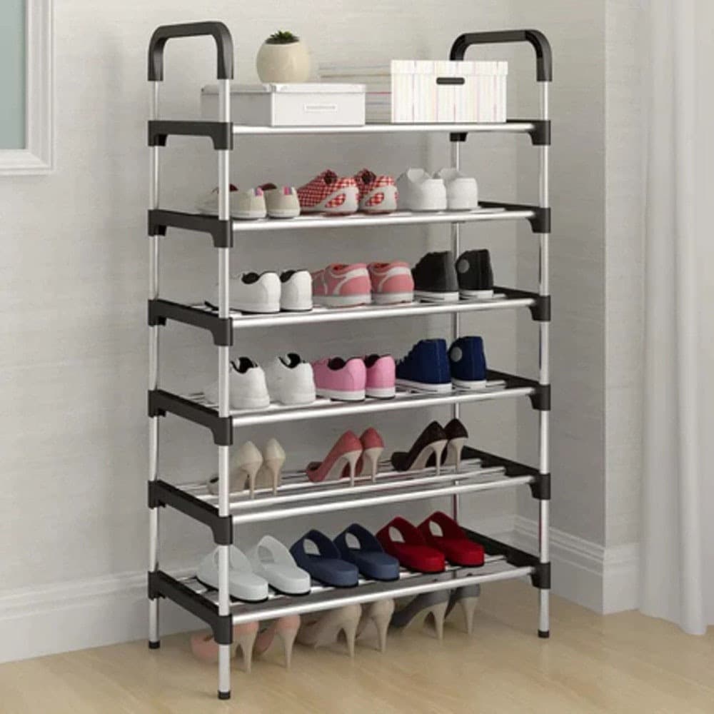 Sapateira Vertical 6 Andares 18 Pares Organizador Multiuso Desmontável Aço Reforçado Compacta