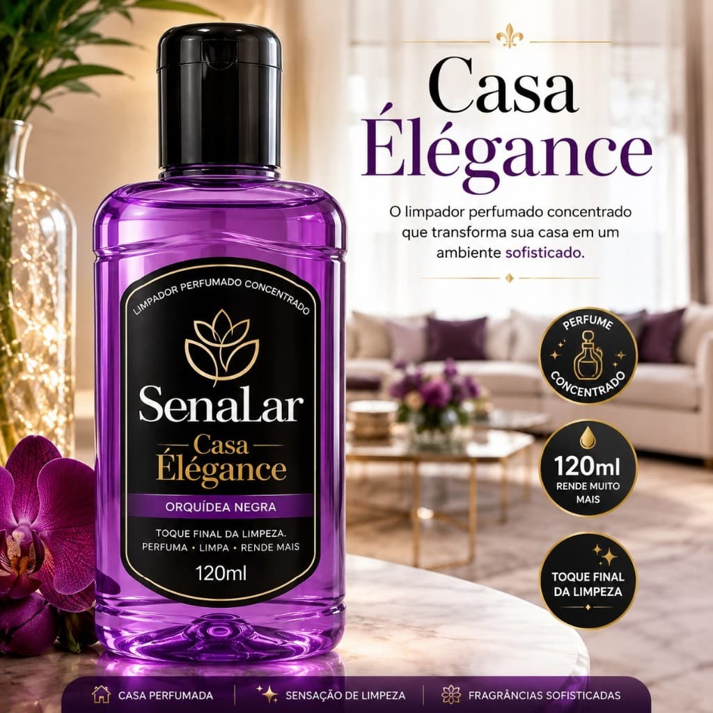 Limpador Concentrado Perfumado Multiuso SenalarCasaÉlégance120ml Limpeza Profunda AromaDuradouroCasa