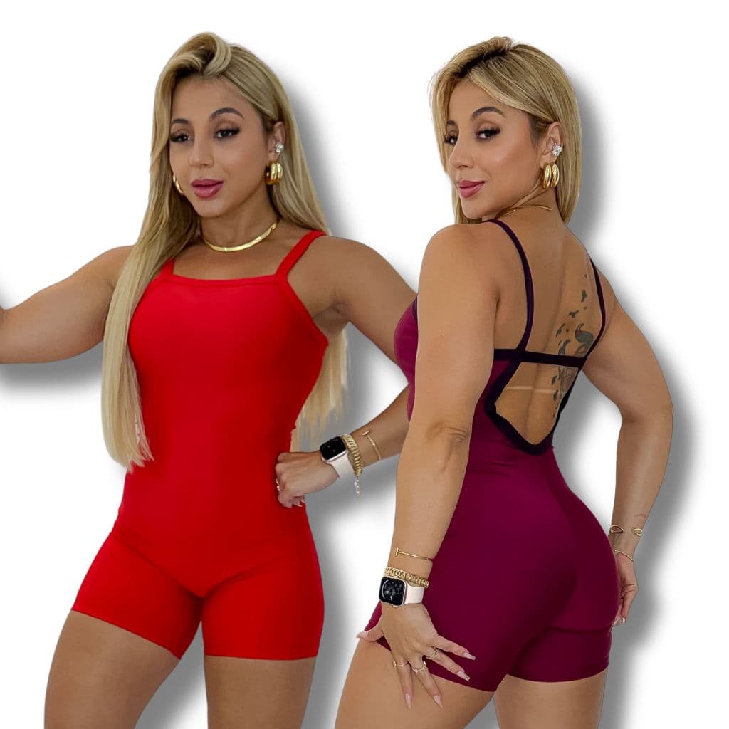 Macaquinho Feminino De Academia Curto Fitness Shortinho Liso
