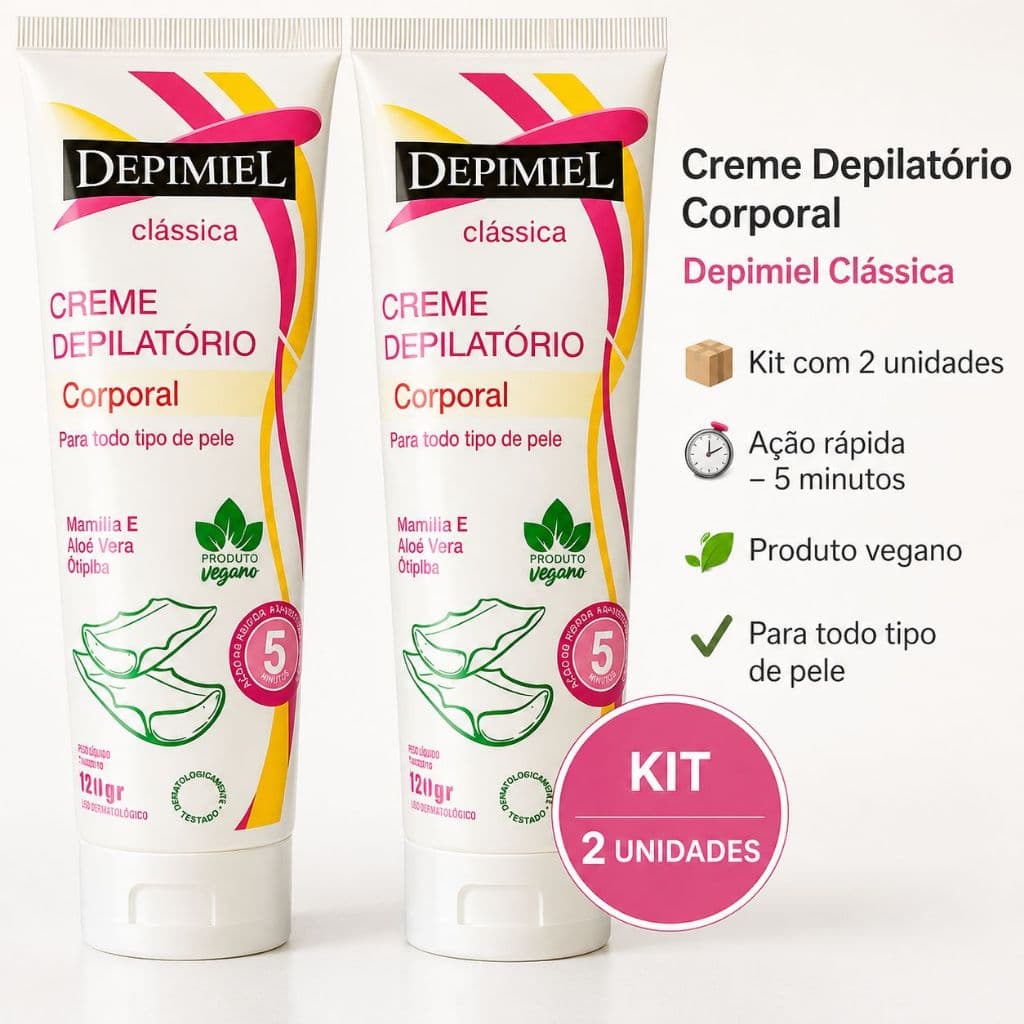 Kit 2 Creme Depilatório Depimiel 120g  tradicional ou rosa mosqueta, banho