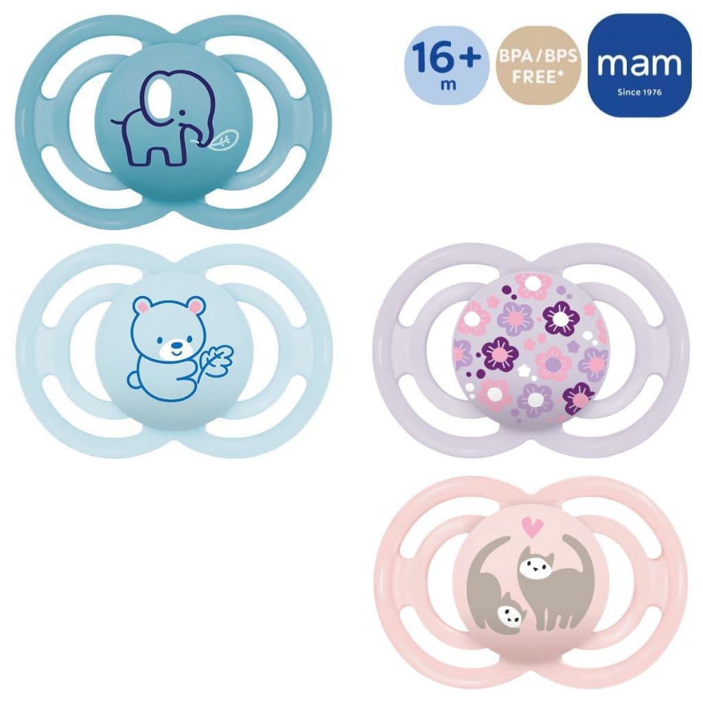 Kit 2 Chupetas Bicos Silicone Simétrico Mam Perfect 16+ Meses