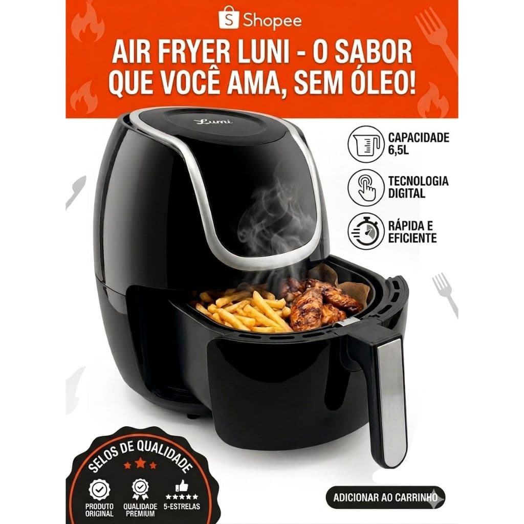 Fritadeira Elétrica air fryer 6.5l 1700w Sem Óleo 110v