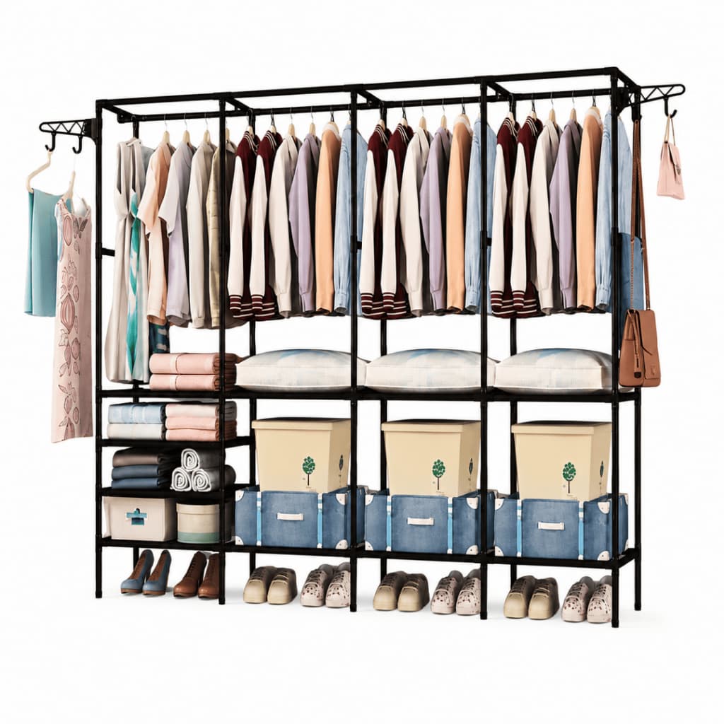 Guarda Roupa Portátil Dobrável 4 Colunas Cabideiro Organizador Grande Premium Multiuso