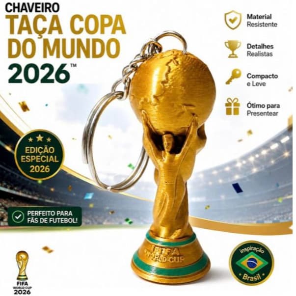Kit Chaveiro Taça Copa do Mundo 226 | 50 ou 100 Unidades