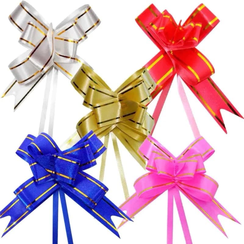 Kit 50 Laço Fácil Organza com Poliéster 30mm x 47cm Para Presente Luxo