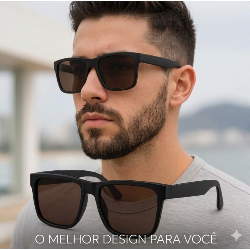 Óculos de sol estilo Justin Preto Fosco Unissex