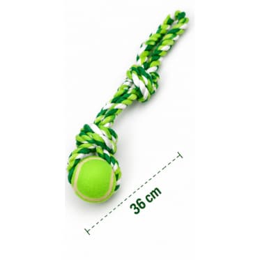 Brinquedo Mordedor Pet Corda com Bola 36cm Resistente para Cães Pequenos e Médios