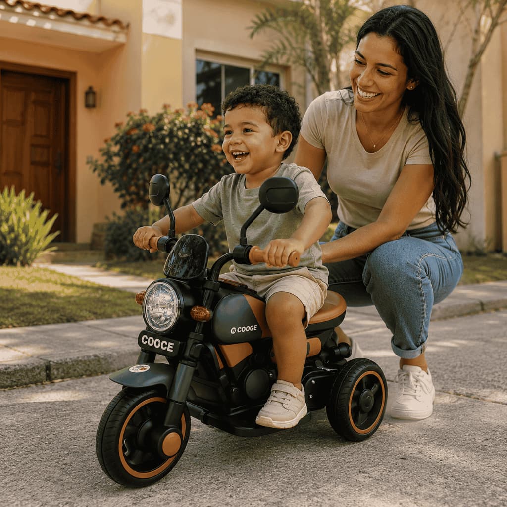 Moto Eletrica Infantil Retro Verde Veiculo Eletronico Crianca Seguro Recarregável Potente