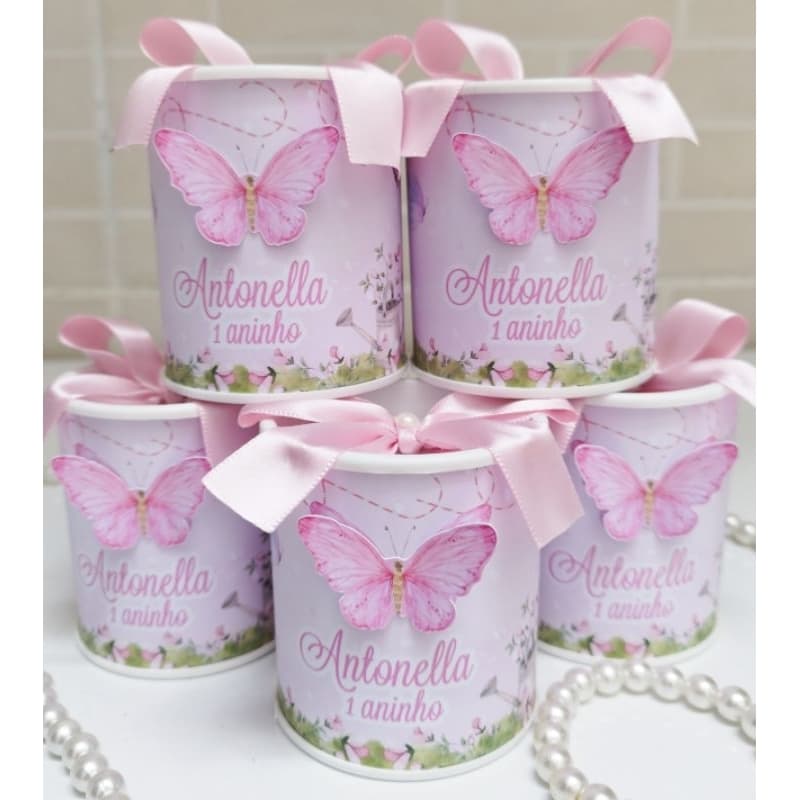 Tubolata Personalizada 6x7 Jardim Encantado Borboleta / Lembrancinha Maternidade Bebê Festa Infantil