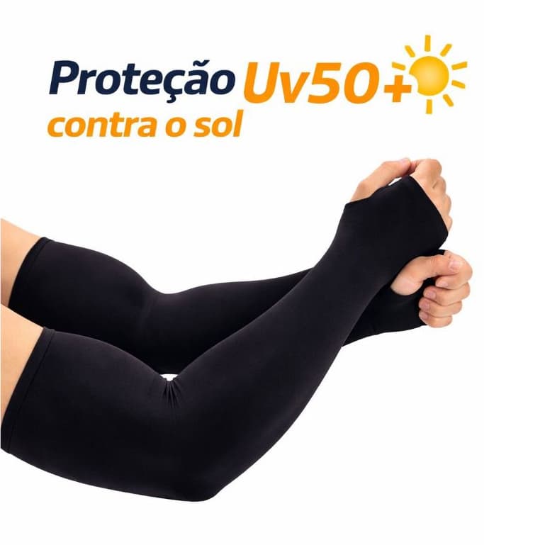 Par Manguito Manga longa Encaixe Dedo Proteção UV50+ Ciclista Motoboy Motorista