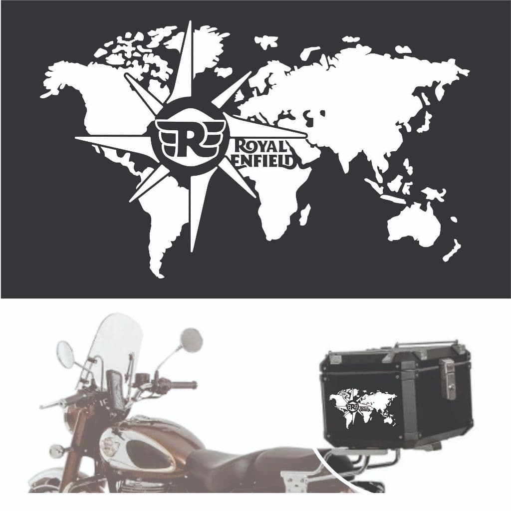 Adesivo Mapa Mundi Baú Moto Royal Enfield Premium