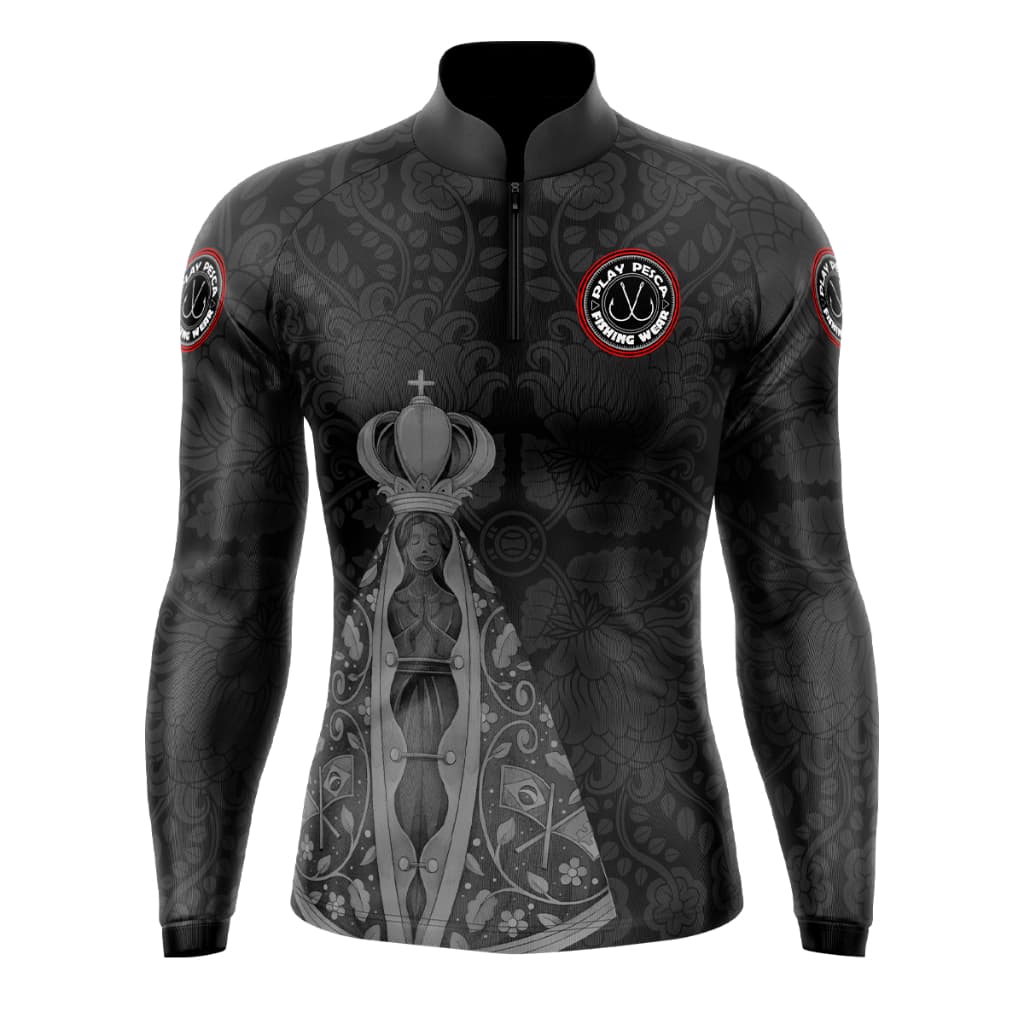 Camisa Camiseta Pesca Nossa Senhora Cinza Com Proteção Uv50+