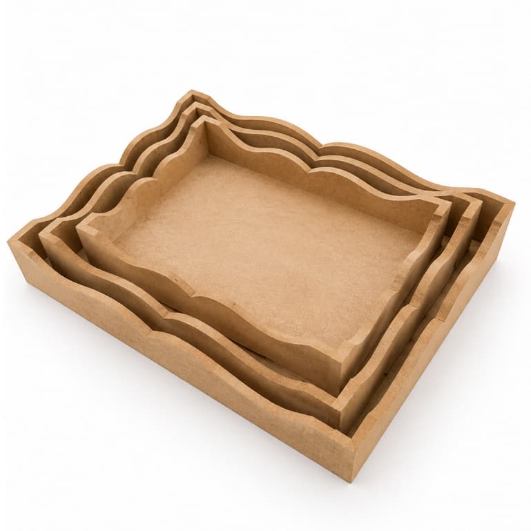 Kit Bandejas Ondinha Decorativas MDF 3 Peças – Organizador