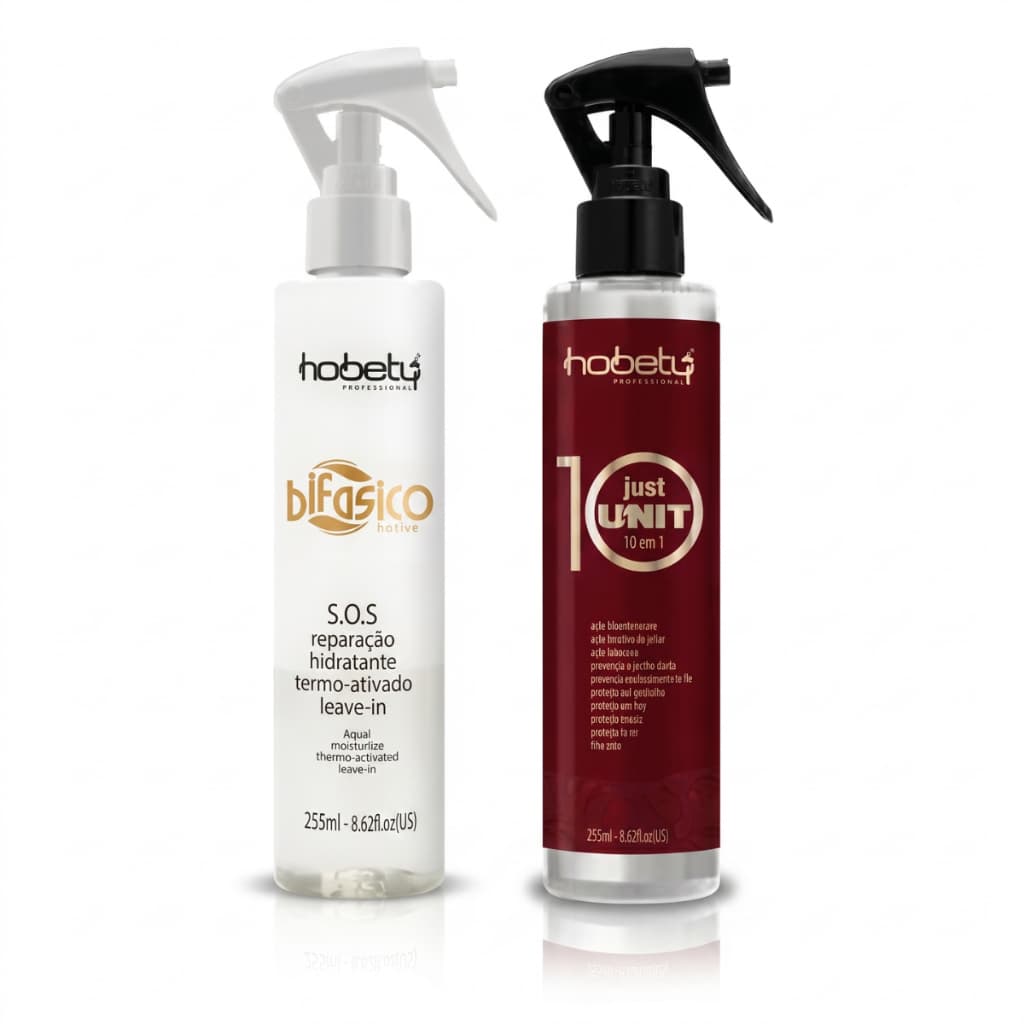 Kit Hobety Just Unit 10 em 1 + Leave-in Bifásico SOS 255ml Protetor Térmico Hidratação e Anti Frizz