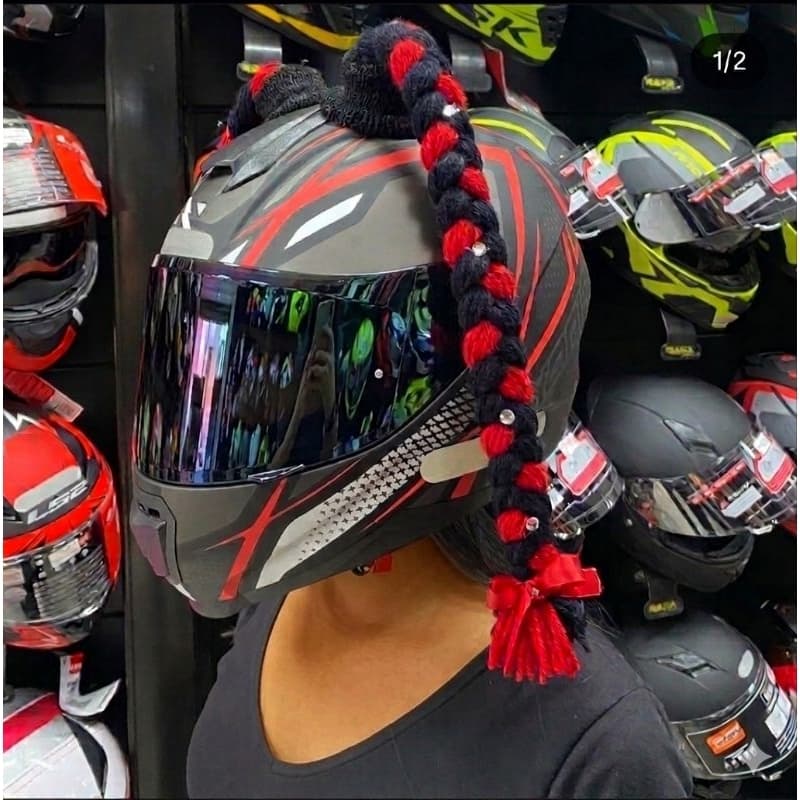 TRANÇA PARA CAPACETE MOTOGIRL MOTOPINK MOTO CAPACETE FEMININO FITA DUPLA FACE 3M VELCRO  TRANÇA DE LÃ