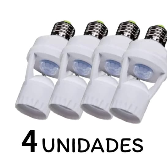 Kit 4 Sensor de Movimento para lâmpada Soquete E27 c/ sensor de presença Bivolt 110V~220V Max 60W