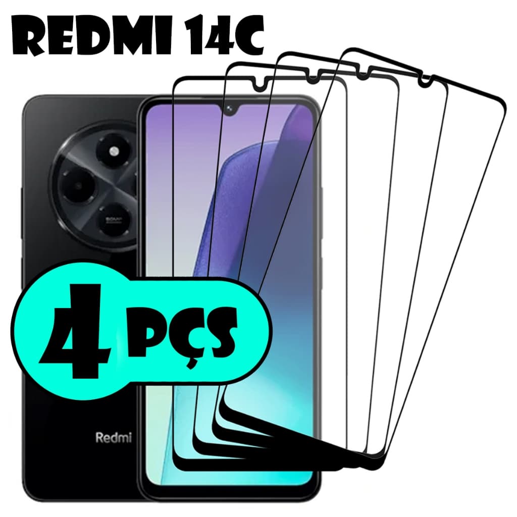 Kit Com 4 Películas de vidro 3D Para Xiaomi Redmi 14C
