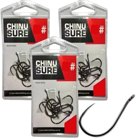 KIT 03UNS Anzol Albatroz Fishing CHINU SURE s/ Fisga – Vários Tamanhos Disponíveis