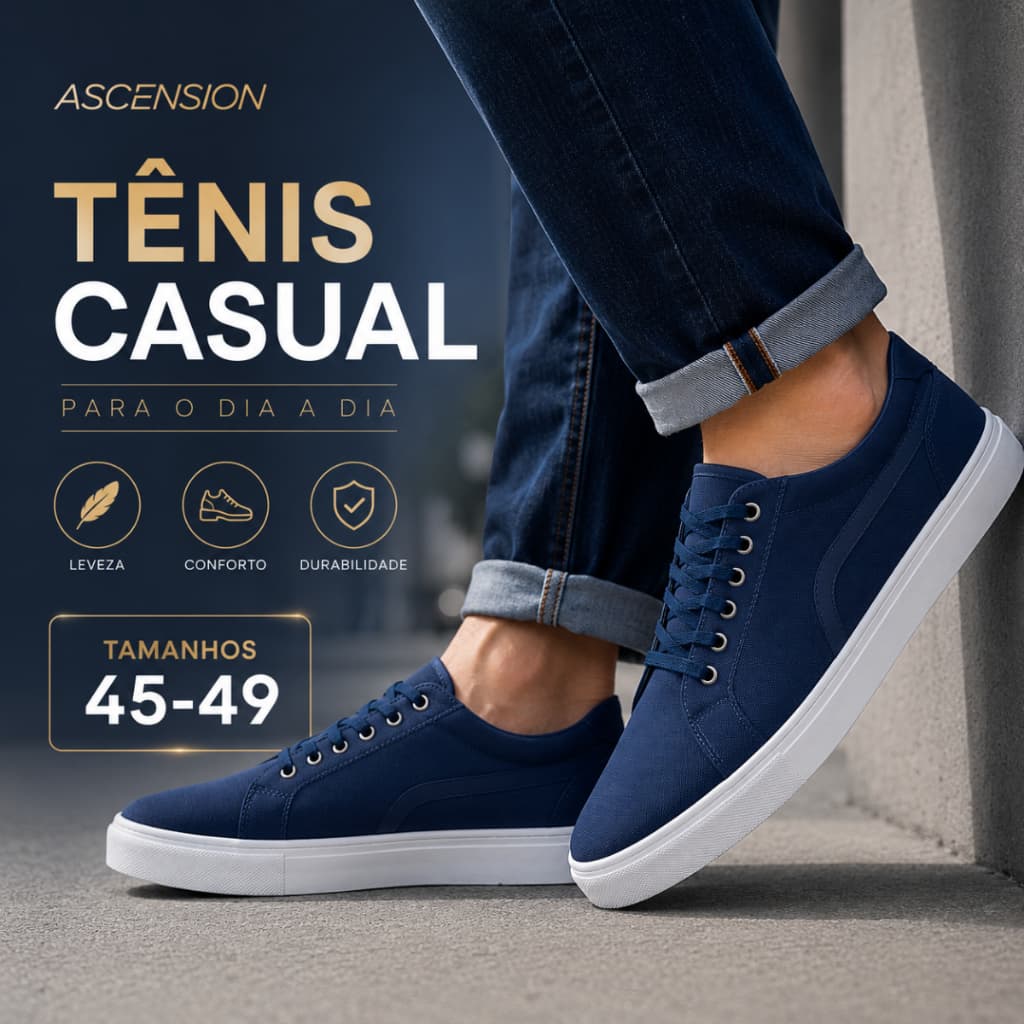 Sapatênis Masculino Casual Tênis Confort Leve Macio - Tamanhos Especiais Big 45 ao 49
