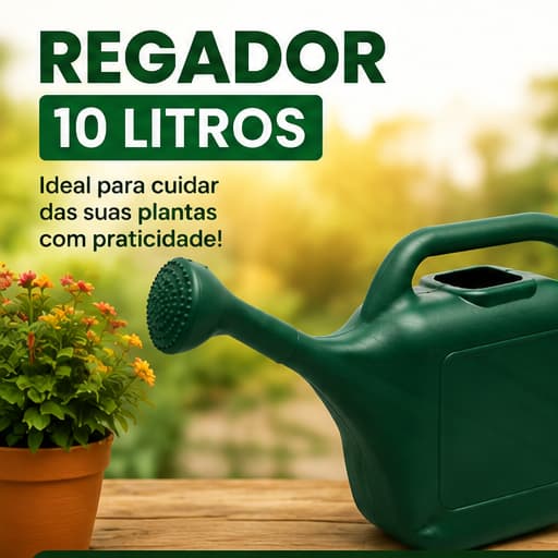 Regador 10 Litros Plástico Resistente Jardim Horta Plantas Flores Bico Com Espalhador Verde