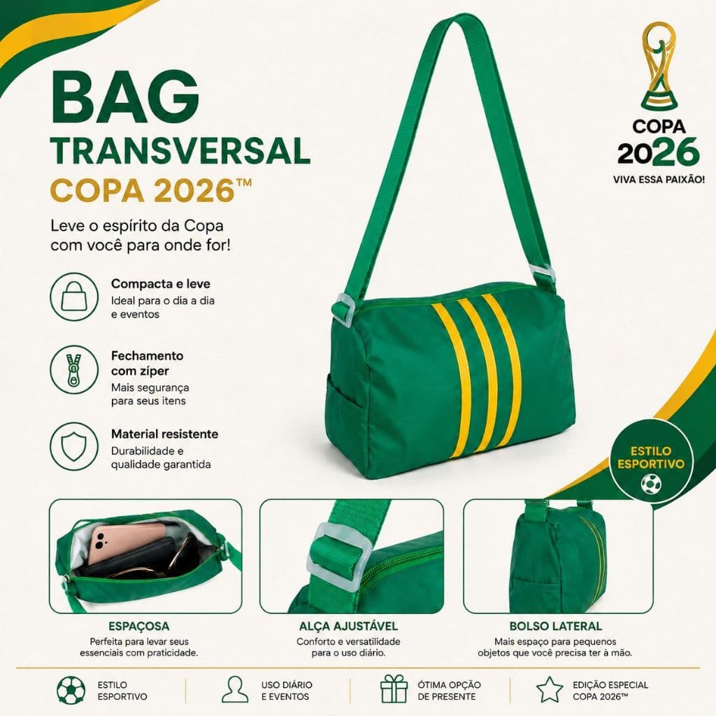 Bolsa Lateral Transversal Crossbody Feminina Versátil Alça Regulável