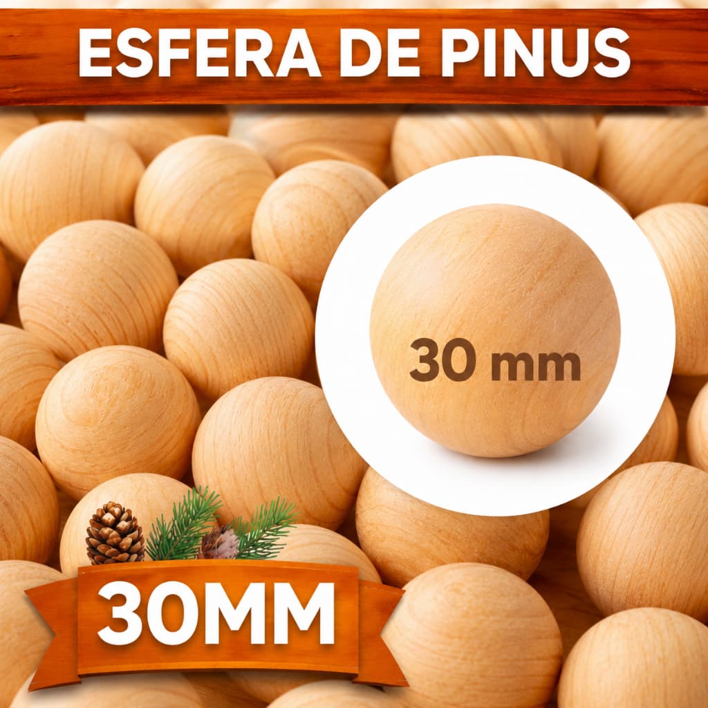 Esferas Bolinhas Bolas De Madeira Artesanato Pinus Natural 30mm