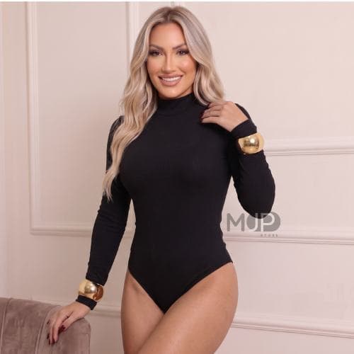Body Feminino Suplex Manga Longa Gola Alta Cacharrel Segunda Pele Estiloso Básico Moda Outono Inverno