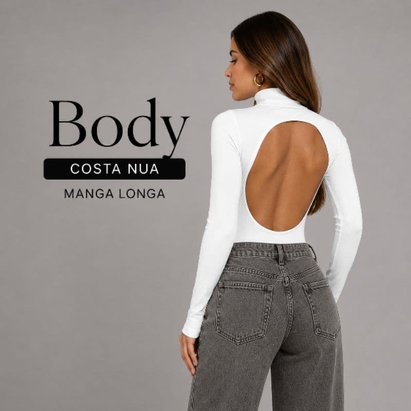 BODY COSTA REDONDA ABERTA FORRADO SUPLEX MANGA LONGA