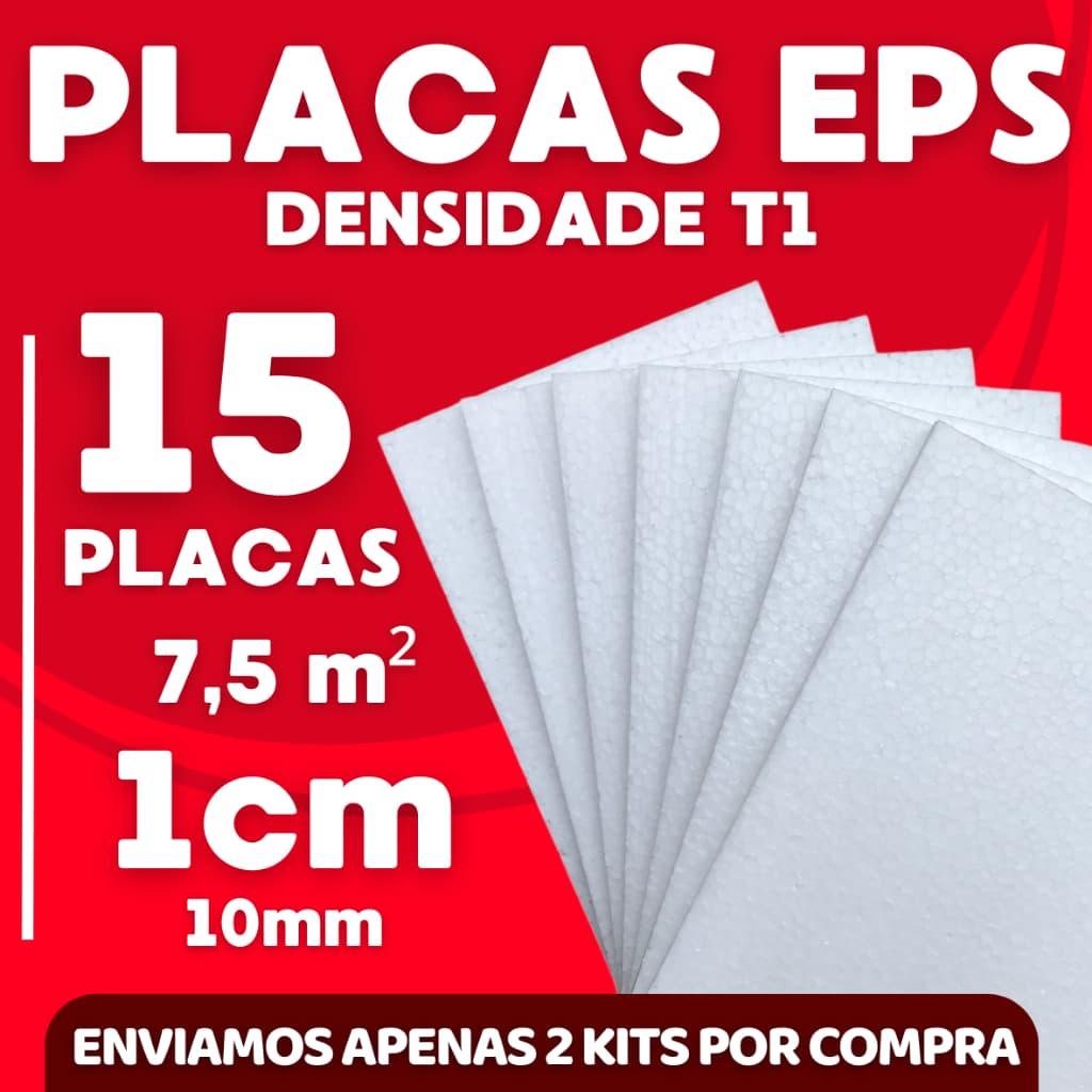 15 Placas Forro EPS Antichamas 10mm isolamento térmico 1,00x0,50x100cm - Kit C/15 - Envio Imediato