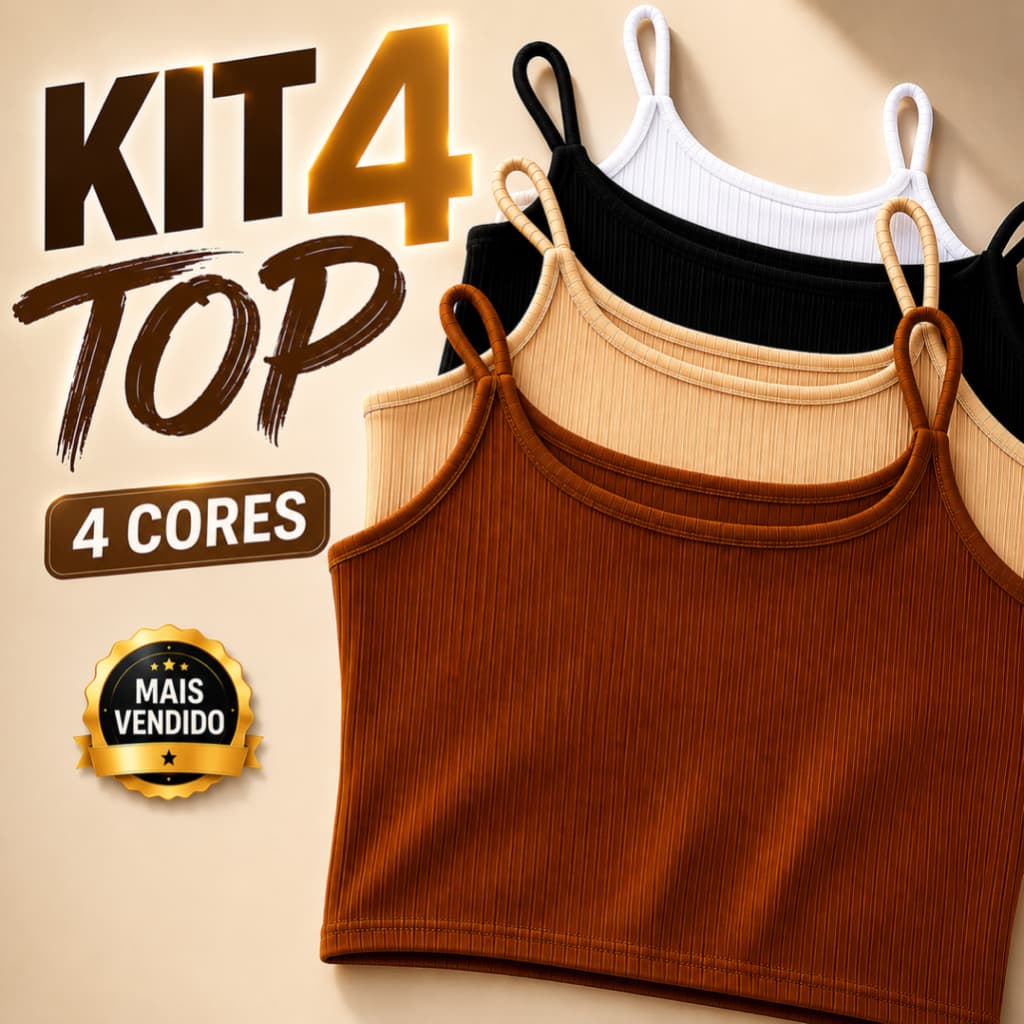 Kit 4 Cropped Feminino Alcinha Canelado Fitness Academia