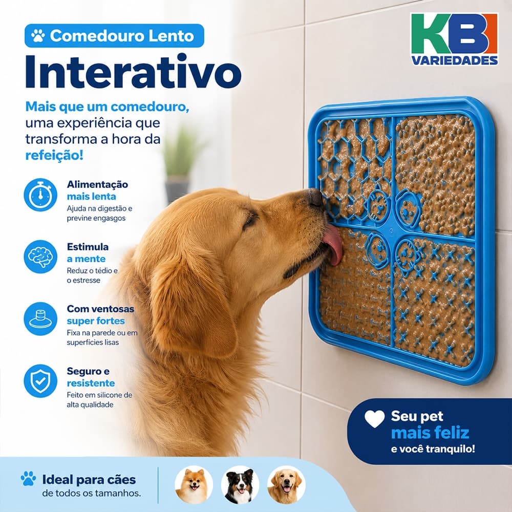 Comedouro Lento Pet Cachorro Gato – Tapete de Lamber,Interaitivo, Reduz Stress e Evita Bagunça