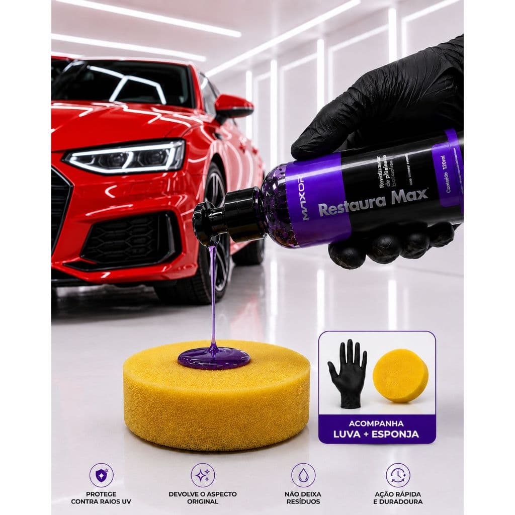 Revitalizador Restaurador Plastico Borracha Proteção UV para Plásticos Carrro Moto
