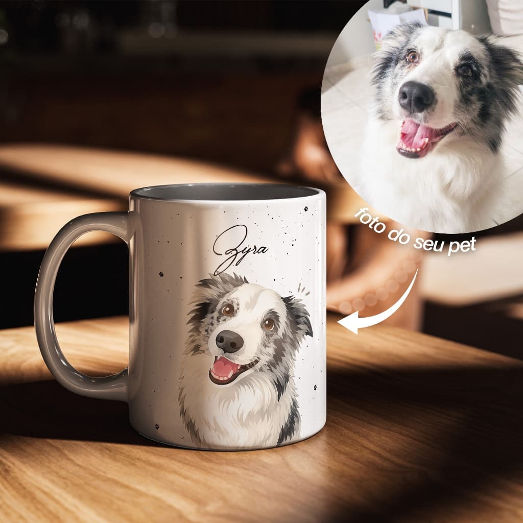 Caneca Personalizada Pet com Foto e Nome | Presente Especial | Mãe de Pet Pai de Pet Cachorro Gato