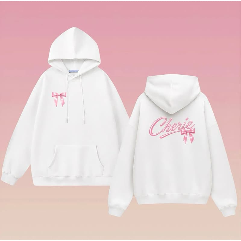 Moletom Feminino Casual com estampa Cherie com capuz e bolso de inverno
