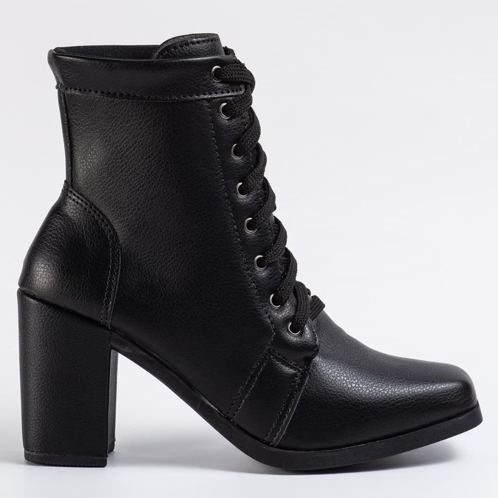 COTURNO SALTO básico tradicional Coturninho Cano Baixo Salto Alto Cadarço Moda Feminina Bota Botinha